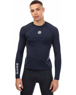 Skins Series-1 Lange Mouw Top In Navy - Blauw