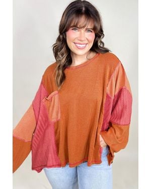 Azura Exchange Colour Block Thermal Top Relaxed Fit - Orange