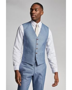 Antique Rogue Blake Pale Denim Semi Plain Waistcoat - Blue
