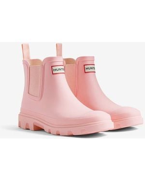 HUNTER Downpour Chelsea Rubber Parfait Wellington Boots - Pink