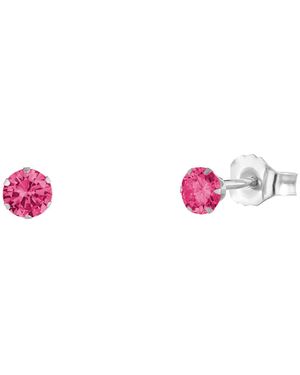 The Jewellery Stockroom Sterling 3Mm Cz Crystal Stud Earrings - Pink