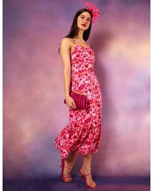 Blue Vanilla Draped Cowl Neck Midi Dress - Pink
