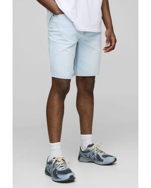 BoohooMAN Relaxed Rigid Ice Jean Shorts - White