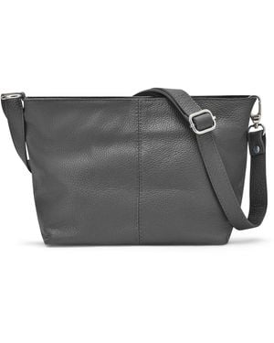 Woodland Leathers Italian Leather Handbag Shoulder Bag - Grey