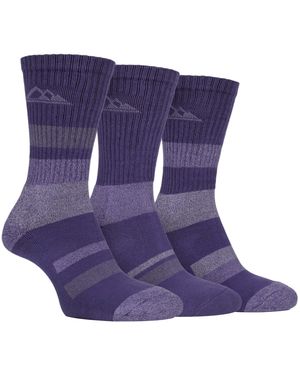 Storm Bloc 3 Pairs Ladies Anti Blister Cotton Hiking Socks With Padded Sole - Purple