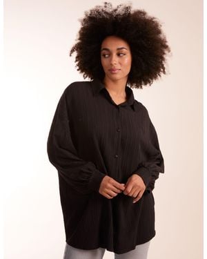 Blue Vanilla Crinkle Oversized Shirt - Black