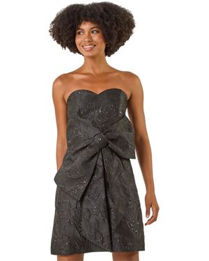 Roman Strapless Brocade Bow Dress - Black