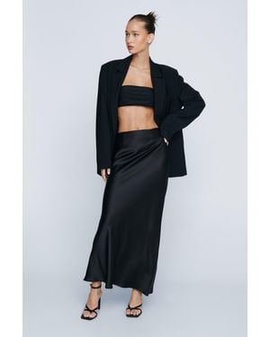 Nasty Gal Petite Bias Cut Satin Maxi Skirt - Black