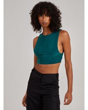 Pink Vanilla Sleeveless Slinky Crop Top - Blue