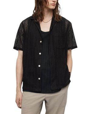 AllSaints Shirt Short Sleeve Summer Relaxed Fit Casual Holiday New Cotton - Black