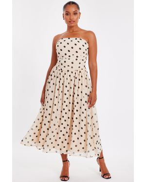 Quiz Petite Chiffon Polka Dot Midi Dress - White