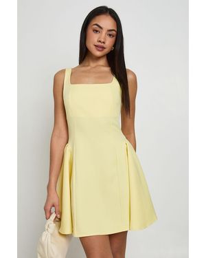 Boohoo Square Neck Full Skirt Mini Dress - Yellow