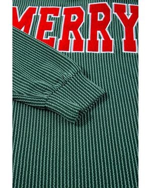 Azura Exchange Evergreen Corded Merry Graphic Long Sleeve Top And Shorts Set