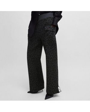 BOSS Naomi X Animal-Print Tracksuit Bottoms - Black