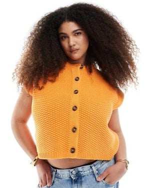 ASOS Design Boxy Knitted Stitch Waistcoat With Button Detail - Orange