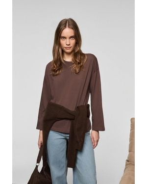 Grimelange Oversized Crew Neck T-Shirt - Brown