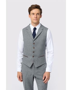 Antique Rogue Single Breasted Five Button V-Neck Slim Fit Suit Waistcoat - Grey