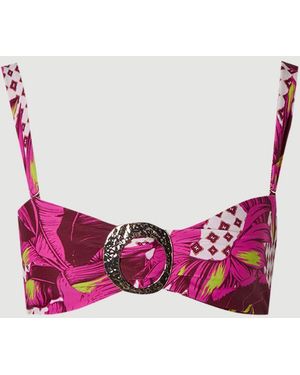 Karen Millen Tropical Bandeau Metal Trim Detail Bikini Top - Pink