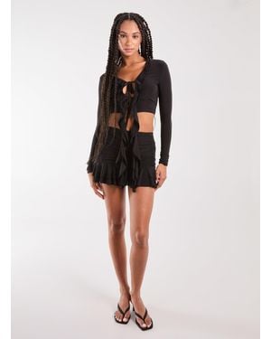 Pink Vanilla Ruffle Slinky Mini Skirt - Black