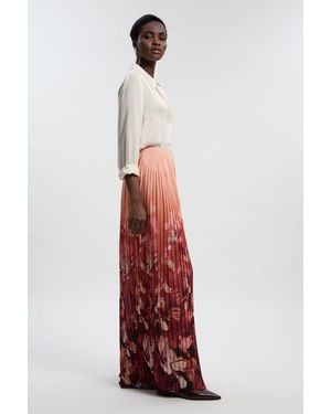 Karen Millen Pleated Woven Wide Leg Trousers - White