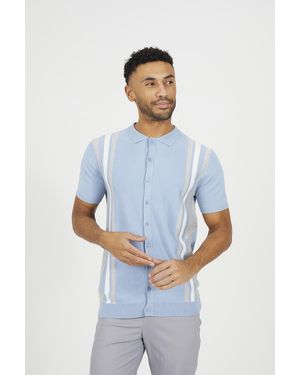 Brave Soul Knitted Short Sleeve Shirt - Blue