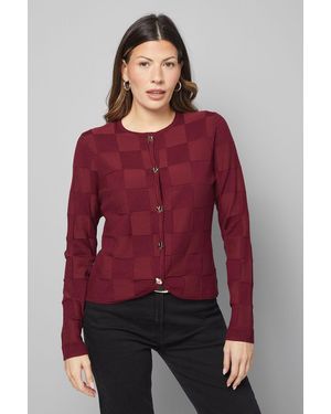 Wallis Stitch Detail Cardigan - Red