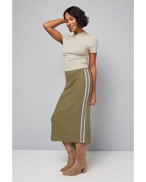 Wallis Knitted Side Stripe Skirt - Green