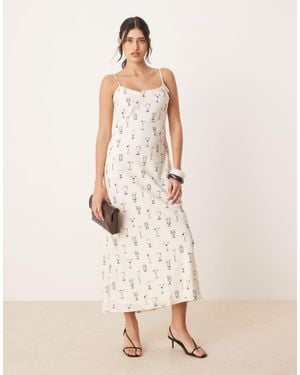 Abercrombie & Fitch Cami Strap Slip Maxi Dress - Natural