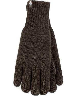 Heat Holders Winter Warm Soft Fleece Lined Thermal Gloves - Brown