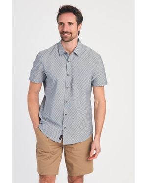 Tokyo Laundry Cotton Printed Chambray Short Sleeve Shirt - Blue