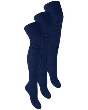 Steve Madden 3 Pairs Over The Knee Wool Socks - Blue