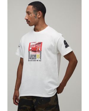 BoohooMAN Oversized Disney Lightening Mcqueen License Printed T-Shirt - Grey