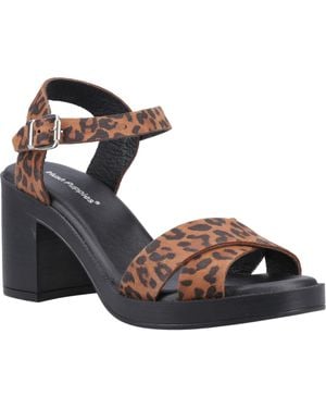 Hush Puppies Georgia Leather Leopard Sandals - Brown