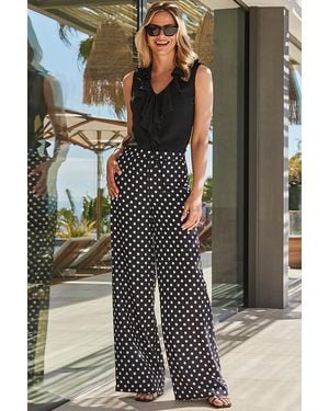 Sosandar Spot Print Wide Leg Trousers - Black
