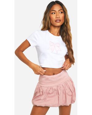 Boohoo Bengaline Bubble Puffball Mini Skirt - White