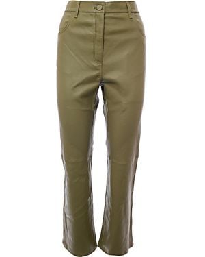 JOSEPH Duke Leather Crop Trousers - Green