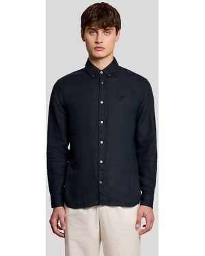Lyle & Scott Long Sleeve Linen Shirt - Blue