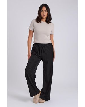 Urban Bliss Drawstring Wide Leg Trousers - Black