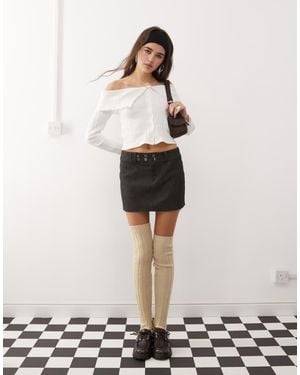 Collusion Low Rise Pinstripe Mini Skirt - White