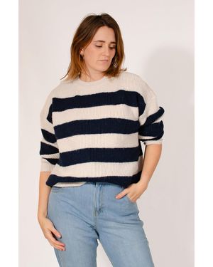 SELECTED Striped Ribbed Knit Jumper - Blue