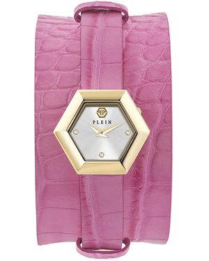Philipp Plein La Jungle De Watch Pw6Fa0125 Leather - Pink