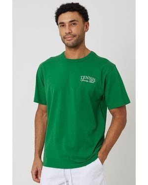 Brave Soul Cotton Relaxed Fit Graphic T-Shirt - Green