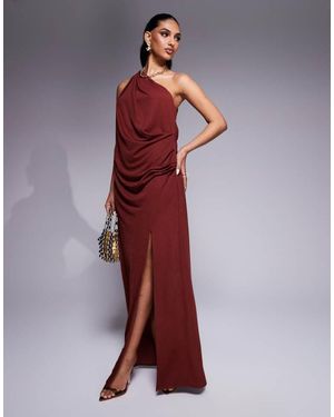 ASOS Slinky One Shoulder Drape Maxi Dress - Red