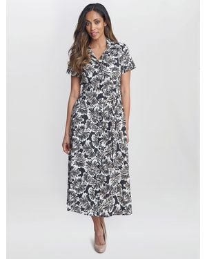 Gina Bacconi Ivonne Short Sleeve Shirt Dress - White