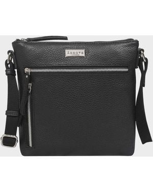 Assots London 'rue' Black Pebble Grain Real Leather Crossbody Bag