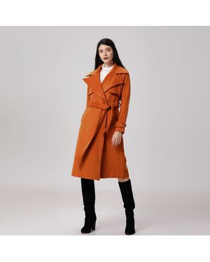 Smart & Joy Wollen Jas Met Schouderkleppen - Oranje