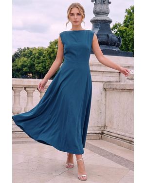 Roman Fit & Flare Midi Dress - Blue