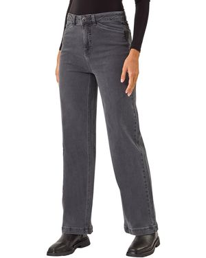 Roman Cotton Blend Wide Leg Stretch Jeans - Black