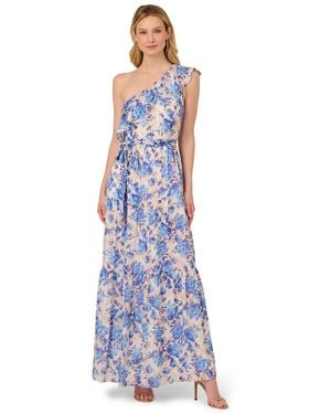 Adrianna Papell Satin Stripe Ankle Dress - White