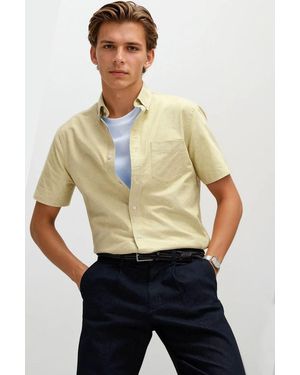 Secret Label Short Sleeve Cotton Oxford Shirt - Yellow